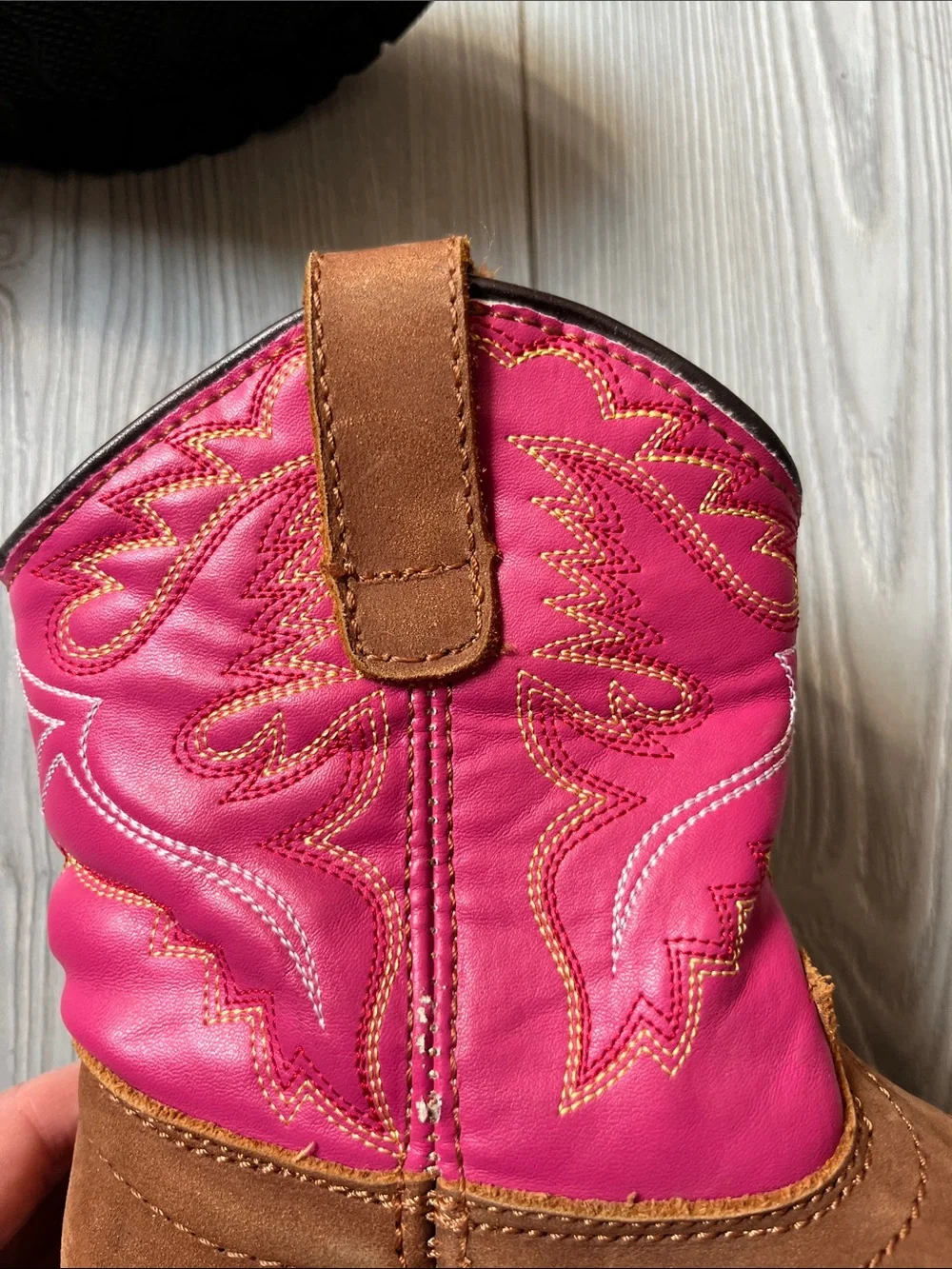 Kids Brown Suede & Pink Western Cowboy Boots